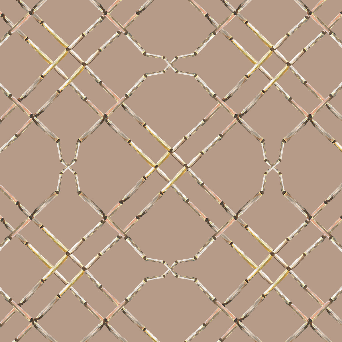 Behang Bamboo Trellis Brown/gray
