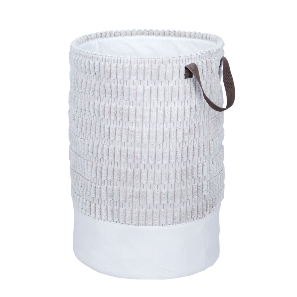 Panier à linge 60L tissu beige Ø38xH55cm