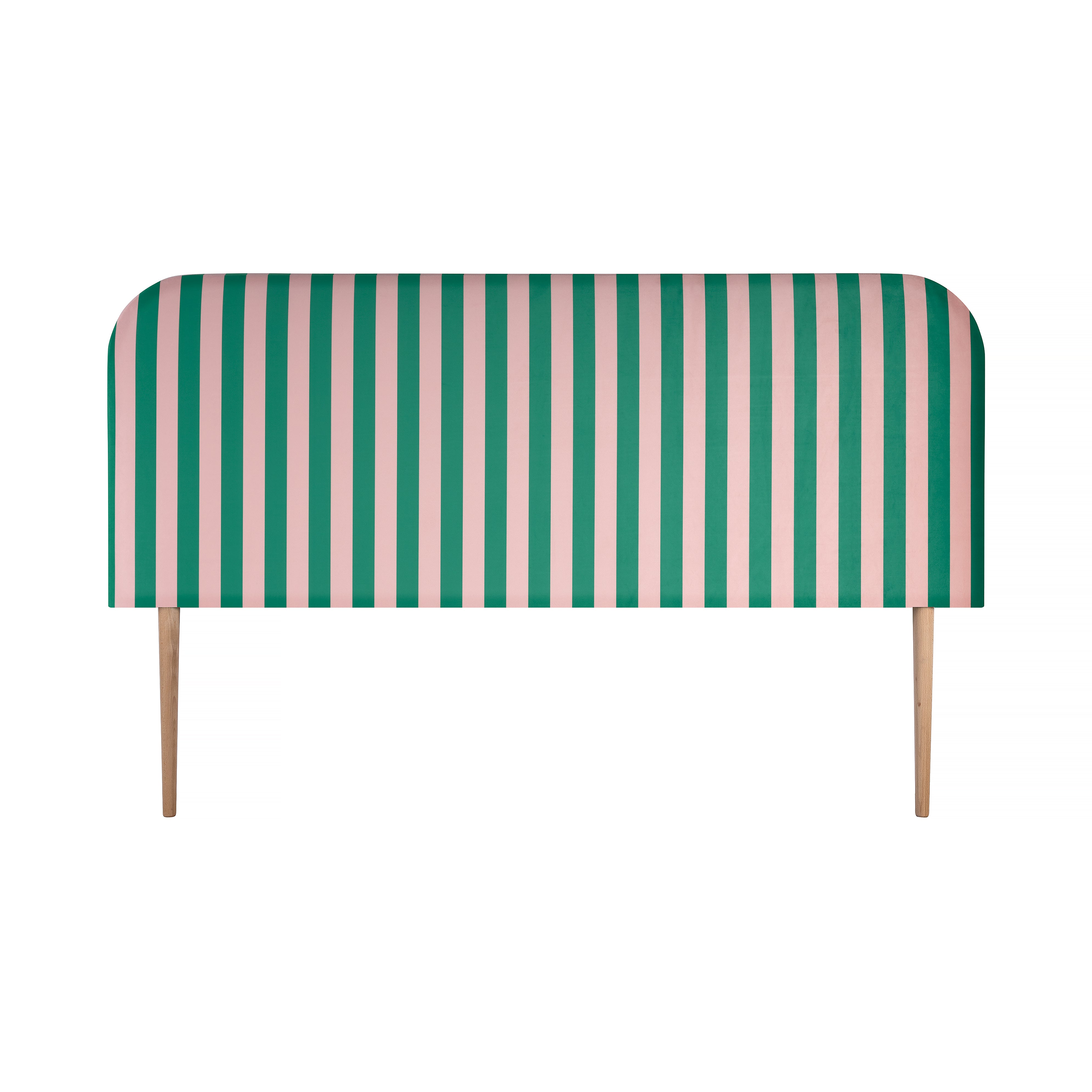 Gestoffeerd fluwelen hoofdbord met strepen groen en roze 190x97cm