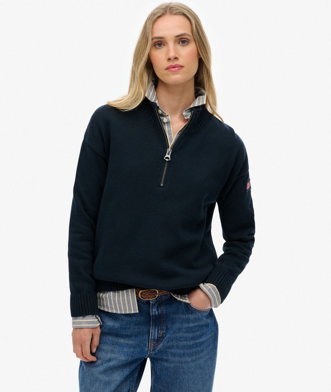 Slouchy Knitted Half Zip