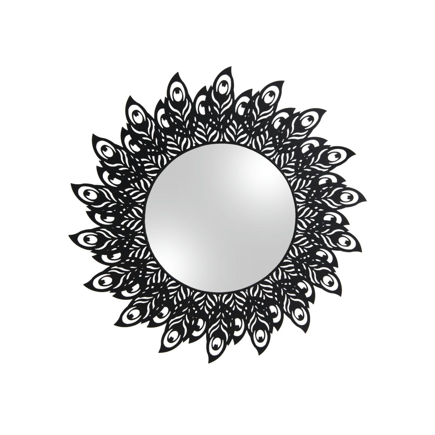 PLUME - Miroir en métal filaire diam. 60 cm noir