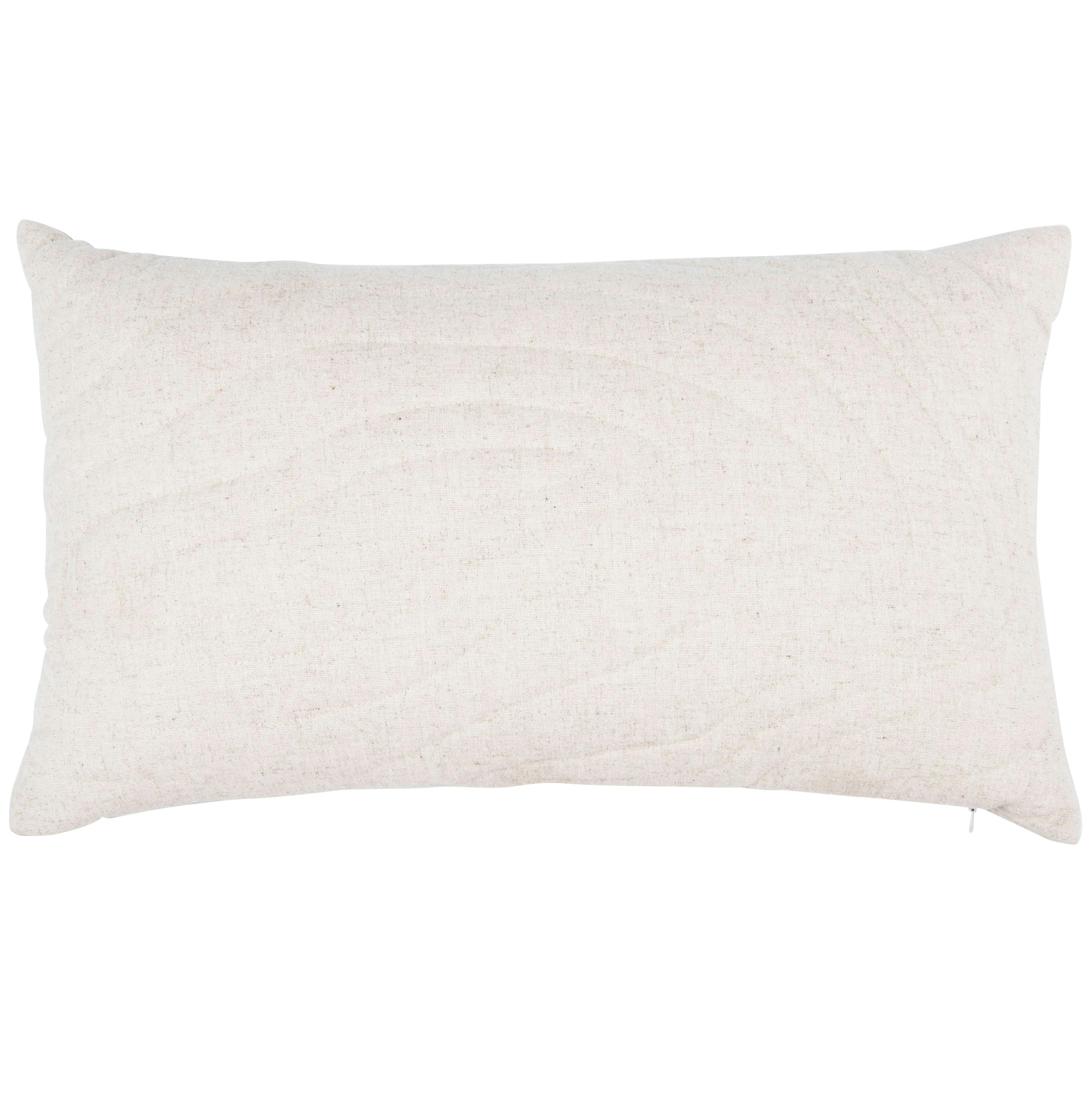 AKIN - Housse de coussin en coton et lin motif matelassé et surpiqué beige crème 50x30