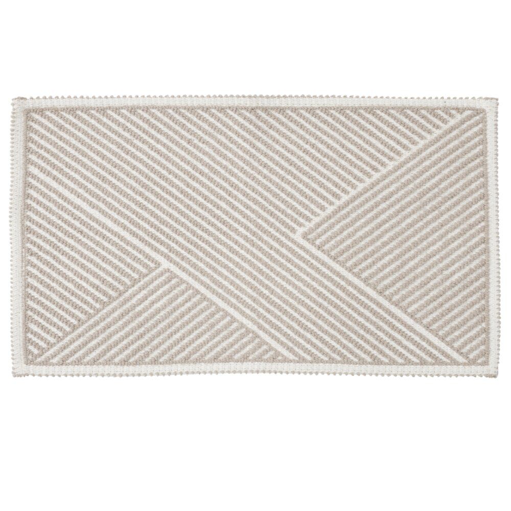 Tapis salle de bain coton relief rayure beige 80x50cm