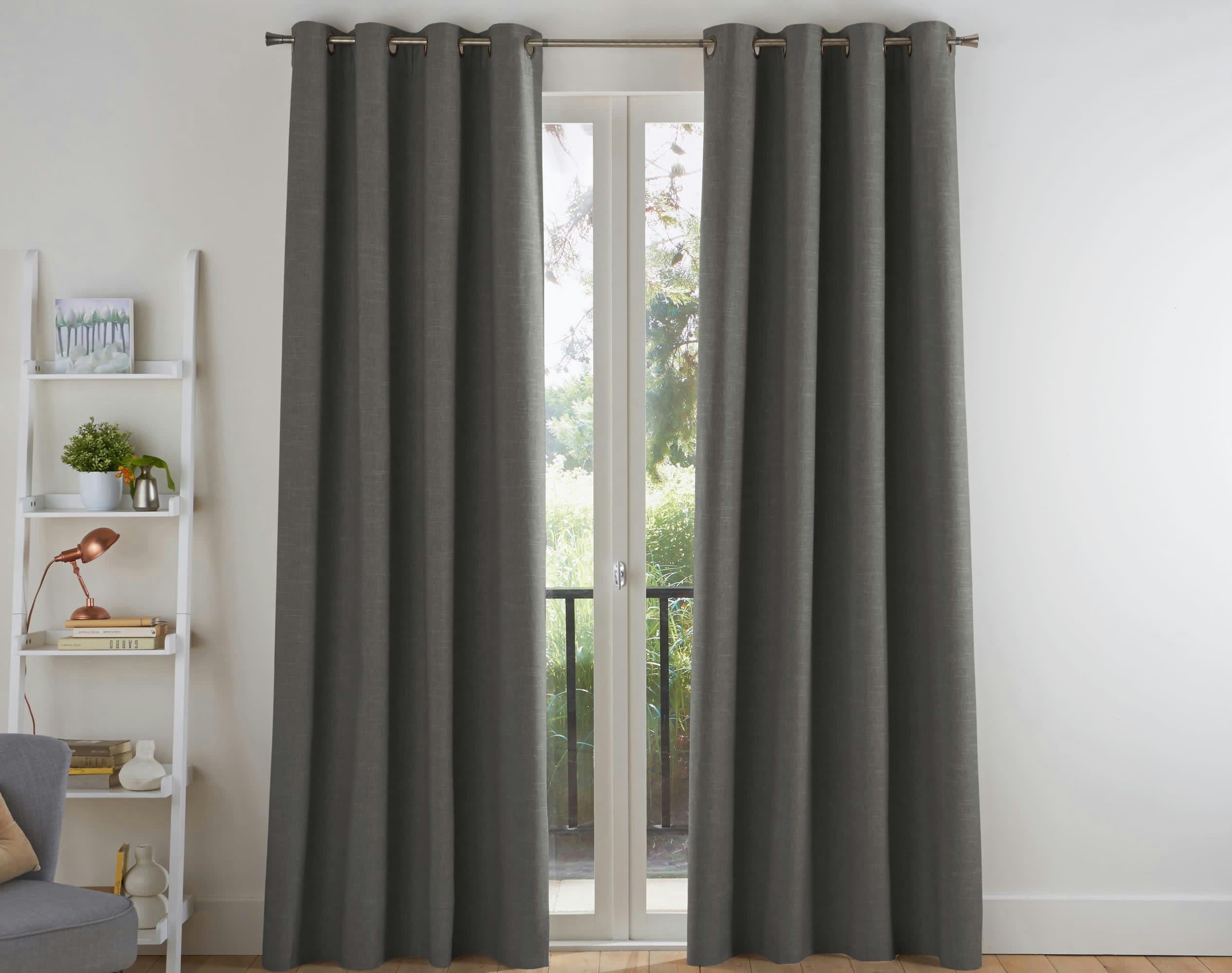 ALPS - Rideau à l'unité monté sur œillet 135x260 en coton gris