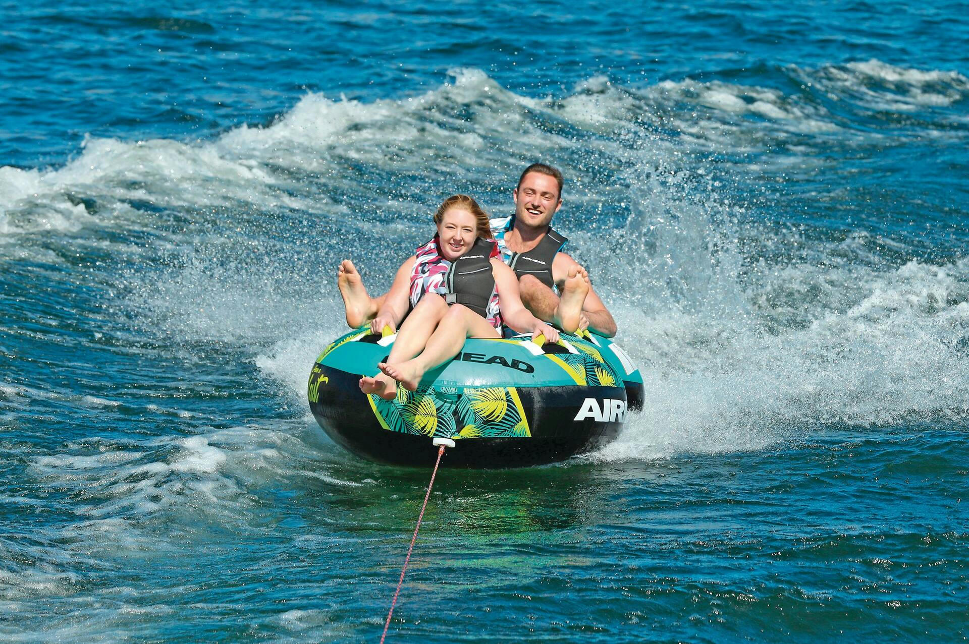 Airhead Blast Air-Pump Inflatable Water Boating 2-Riders Towable Tube, Green