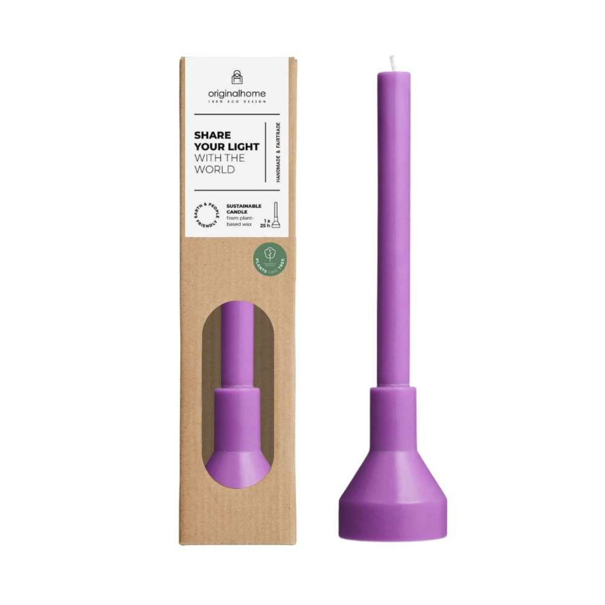 Originalhome sculpture kaars met houder - violet