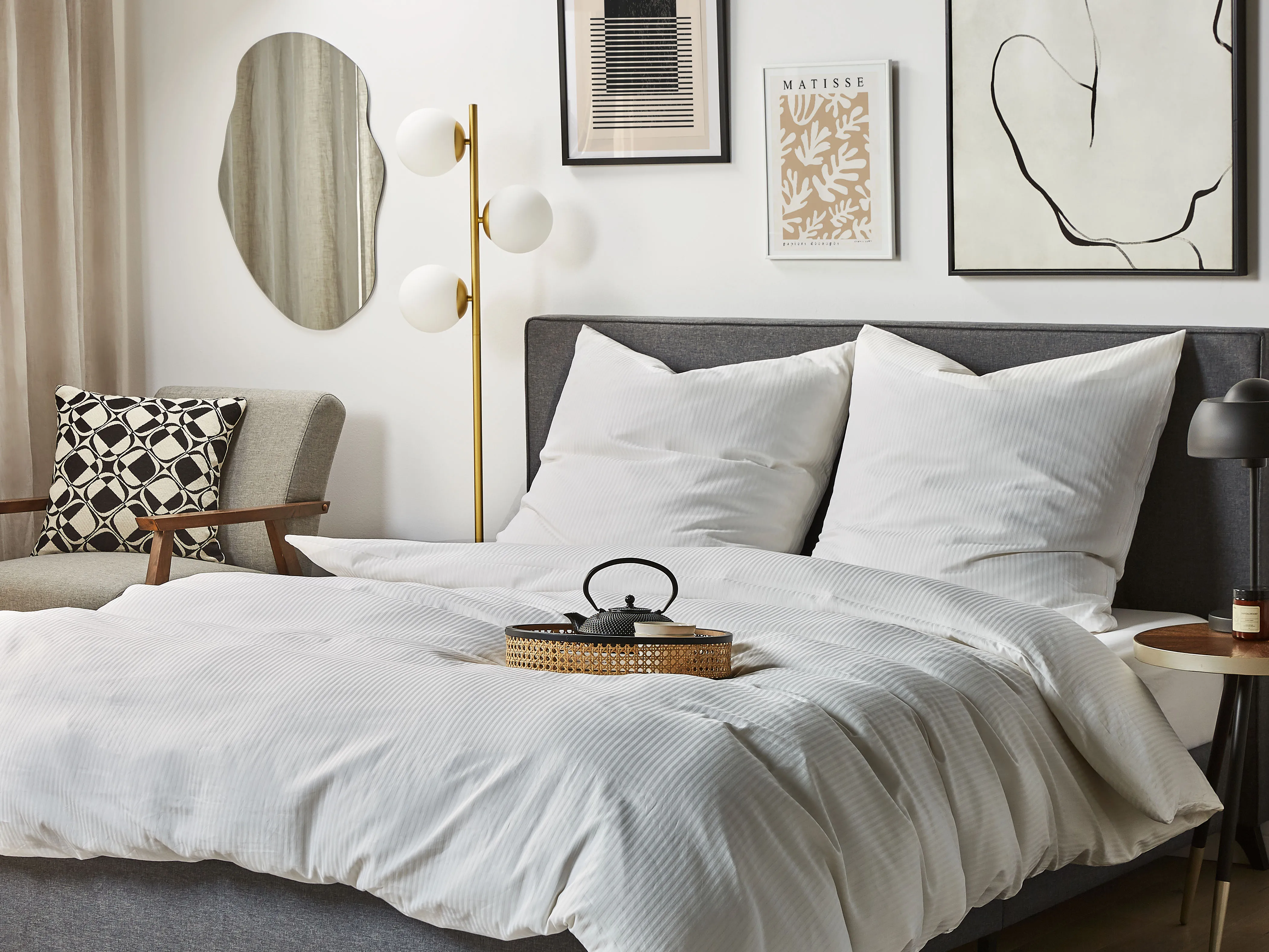 Duvet Cover Set AVONDALE Sateen Cotton 155 x 220 cm White