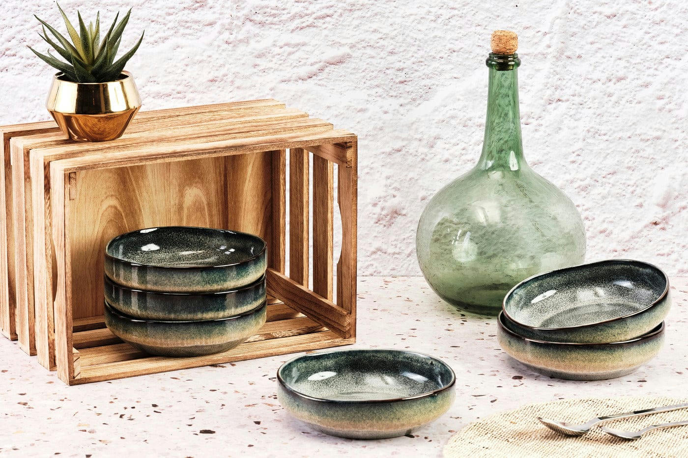 GENESIS - Lot de 6 bols petit-déjeuner en grès gris D17