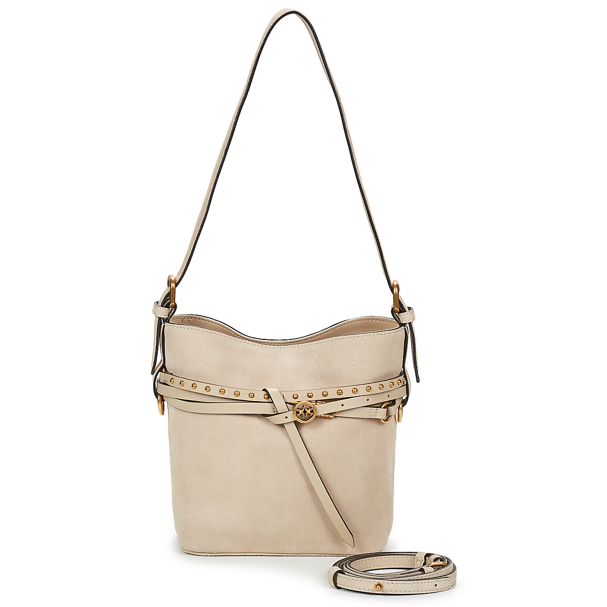 Pinko - BUCKET BELT MINI SUEDE - Beige / Gold