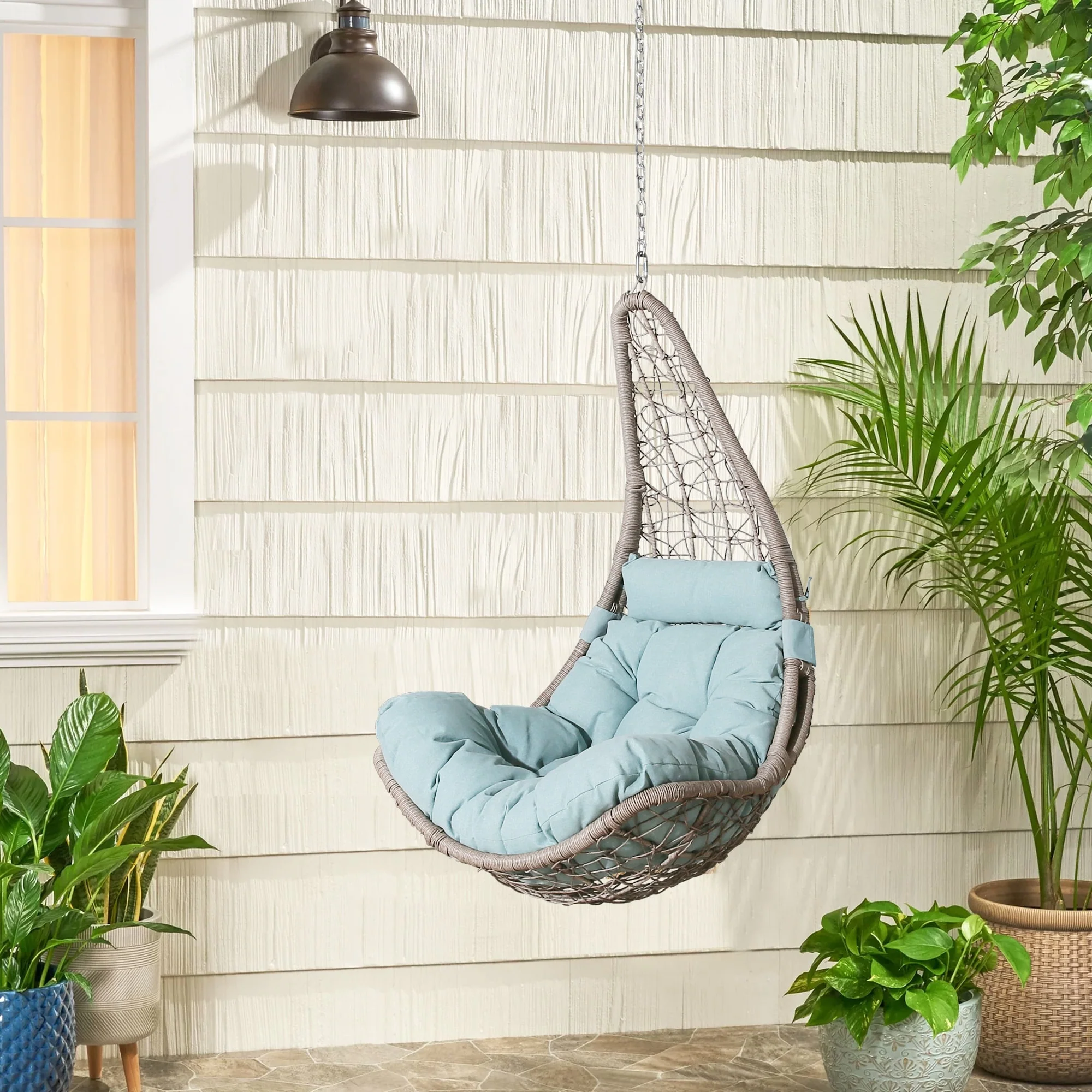 Patio Hanging Basket Swing Chair with Hanging Steel Chain