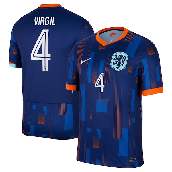 Virgil van Dijk Netherlands National Team Nike 2024 Away Replica Jersey - Blue/Orange