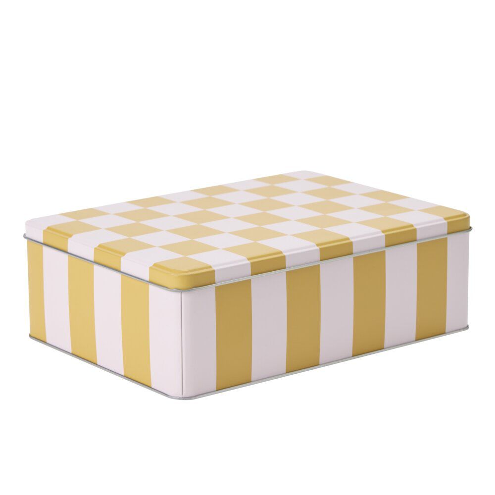 BoÎte alimentaire métal bicolore 20x13cm (2 modèles jaune/rose ou orange/blanc)