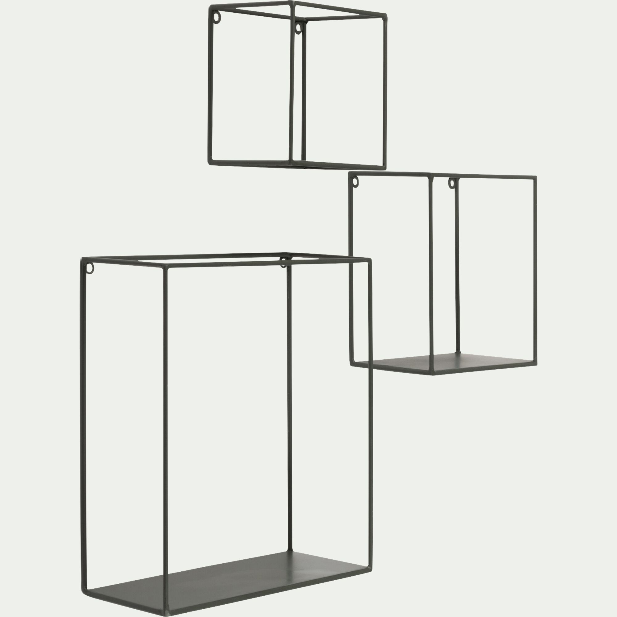 CUBUS - Lot de 3 étagères déco en fer - vert cèdre