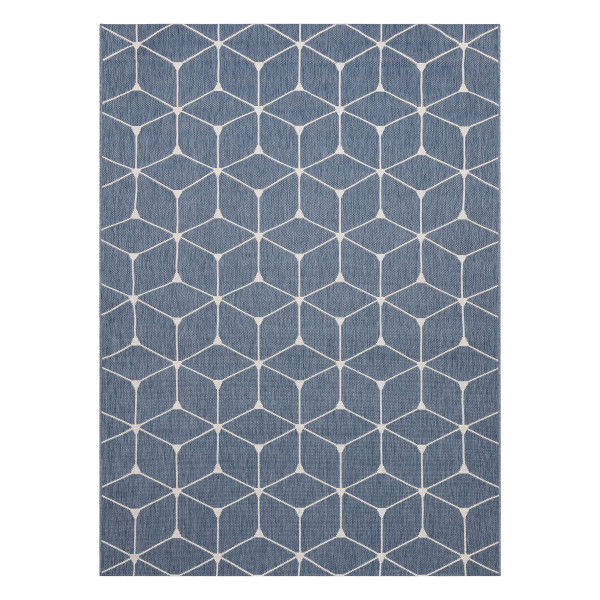 Dywan SZNURKOWY SIZAL FLAT 48721/591 KOSTKI 3D niebieski 80x150 cm