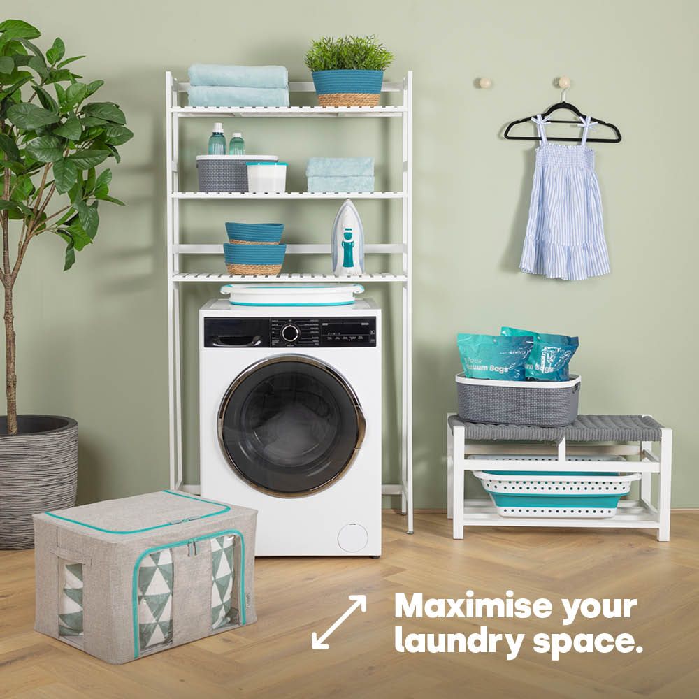 LIVIVO Collapsible Laundry Basket 58L Foldable Washing Basket Grey with Handles Space Saving Laundry Hamper