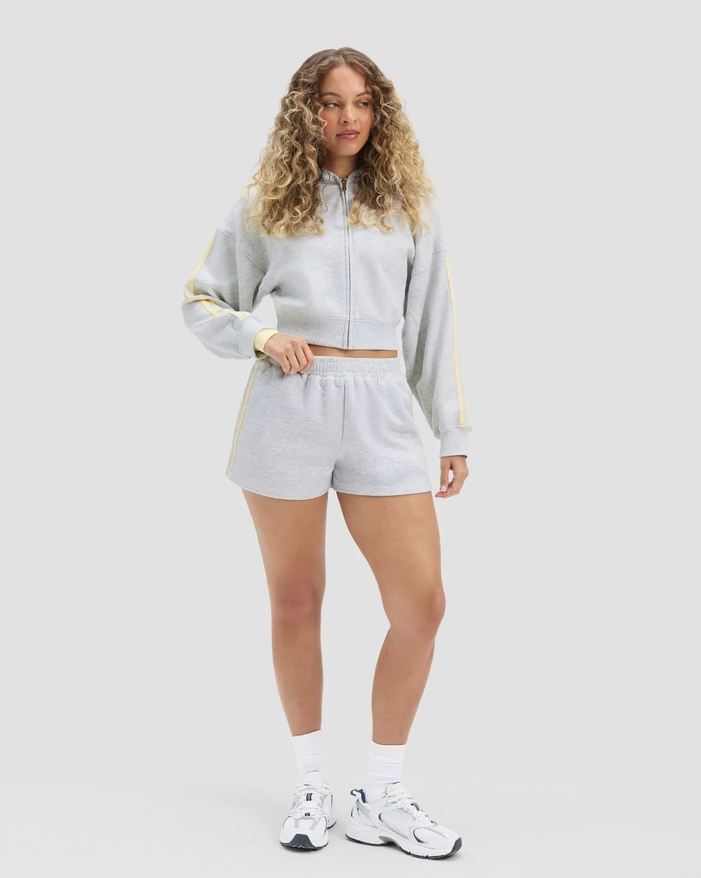 Jersey Stripe Zip Up Jacket | Marl