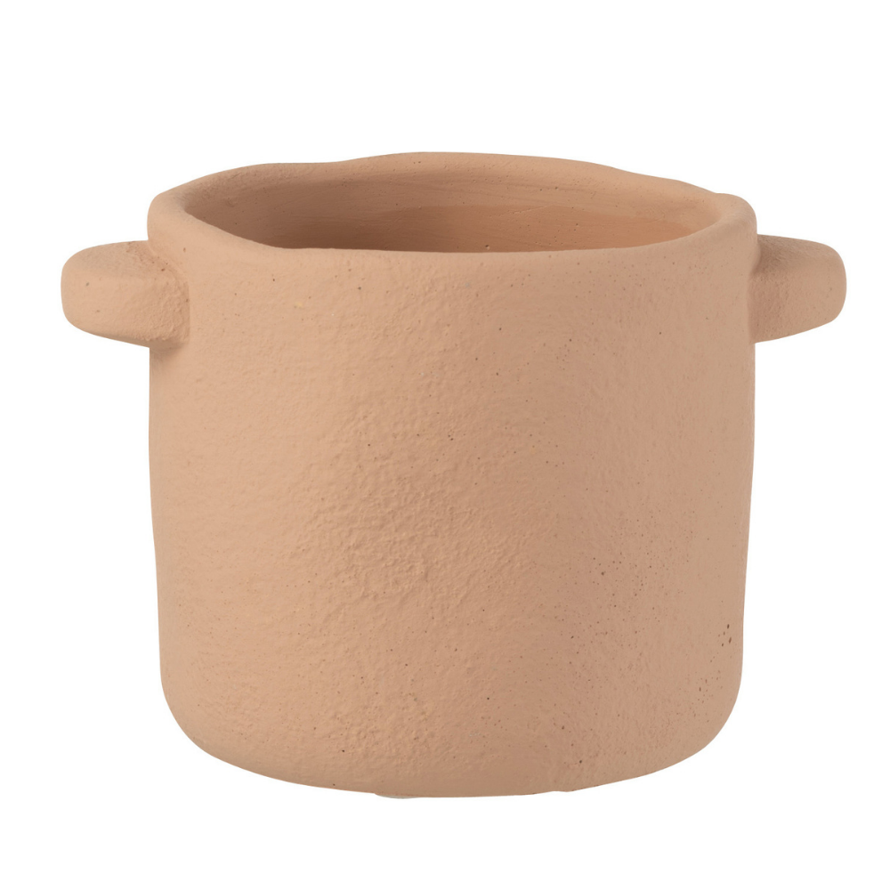 J-Line bloempot Gustave - cement - lichtbruin - small - 2 stuks - Ø 14.5 cm