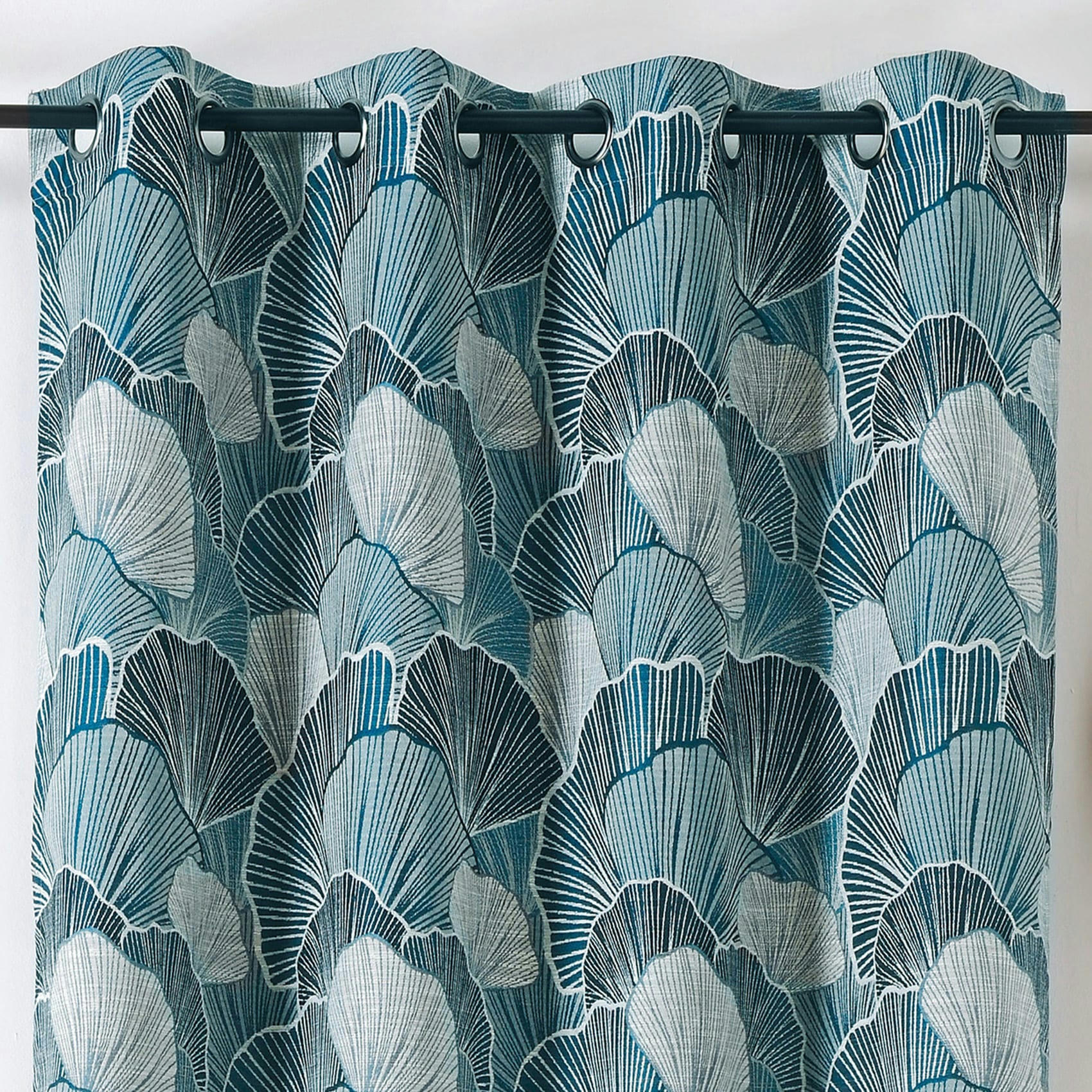 - Rideau imprimé pétales de fleurs polyester bleu 135x240 cm