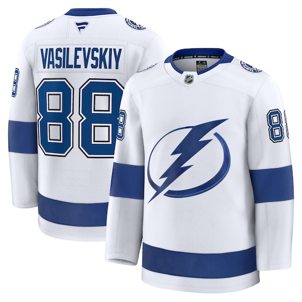 Andrei Vasilevskiy Tampa Bay Lightning  Away Premium Jersey - White/Black/Blue