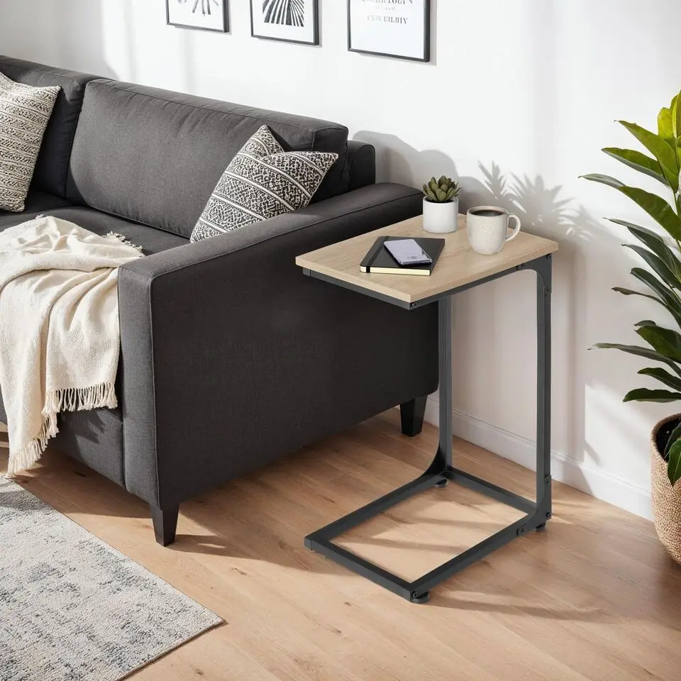 tectake Bijzettafel Erie 40x30x63cm, Industrieel Licht Hout, Eiken Sonoma