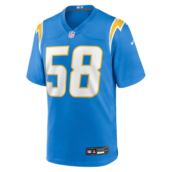 Marlowe Wax Los Angeles Chargers Nike Team Game Jersey -  Powder Blue