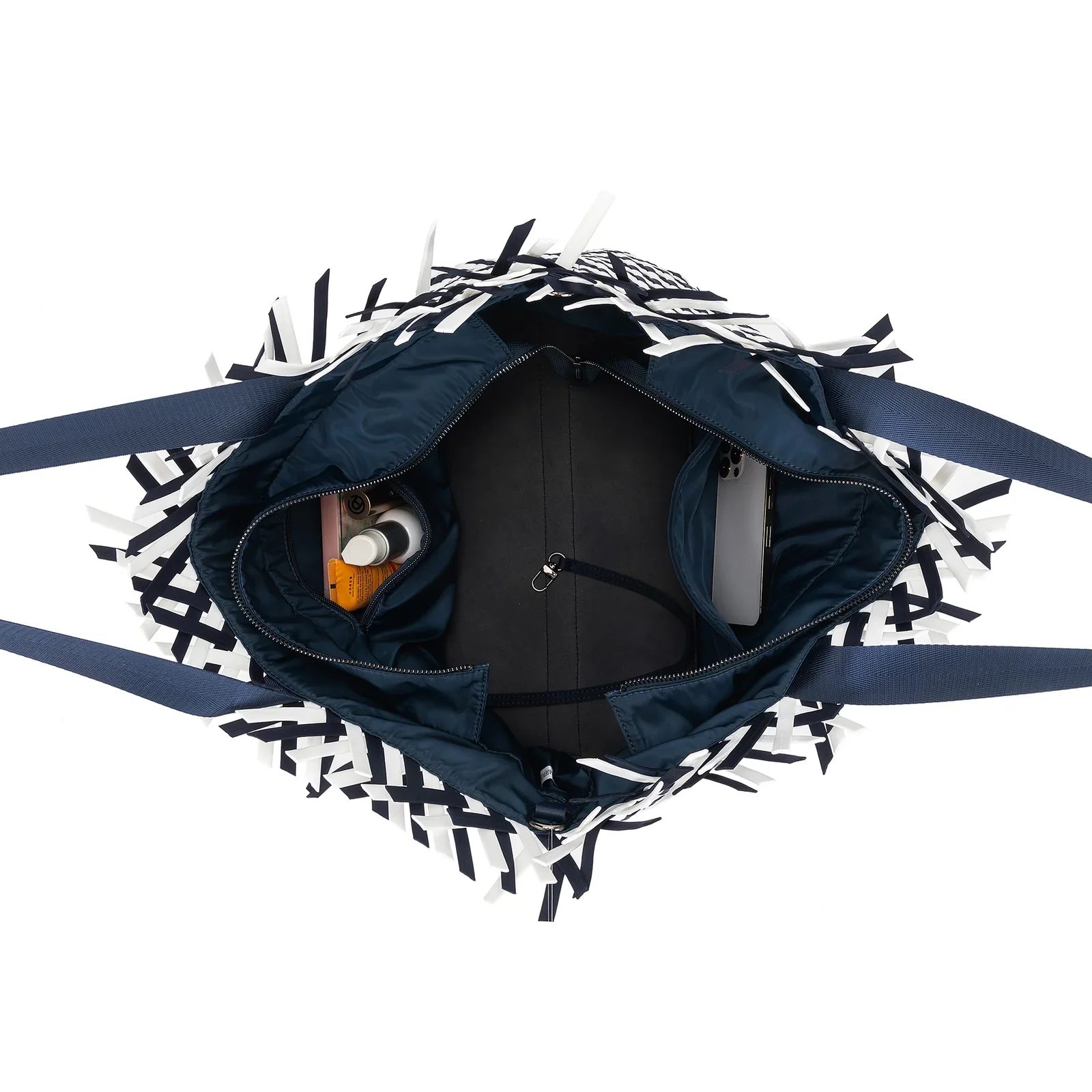 Bahama Navy Large 2 Piece Woven Tote Bag by Black Caviar
