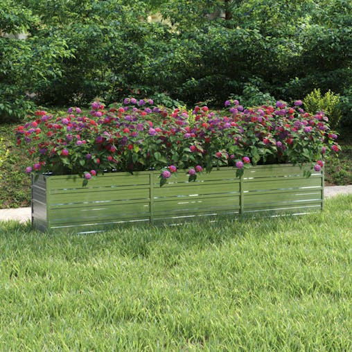 NNEVL Garden Raised Bed 240x40x45 cm Galvanized Steel Silver
