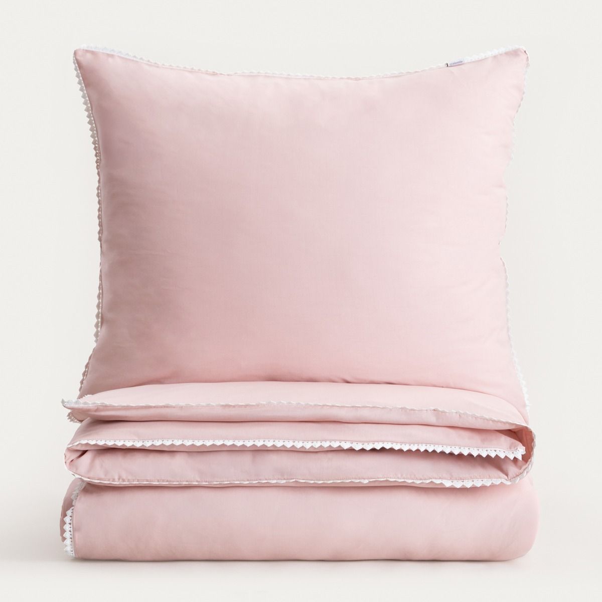 Pościel CHERISH LOVE bawełniana różowa z lamówką w serca 160x200   2*70x80 cm