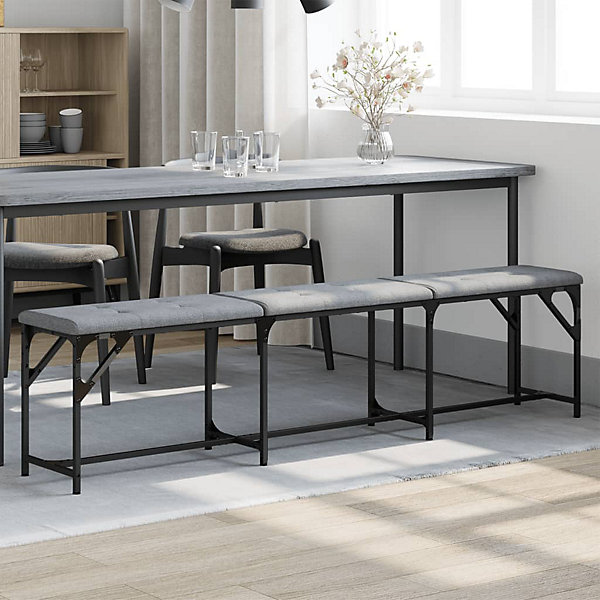 Banc à manger gris clair 186x32x45 cm acier et tissu vidaXL