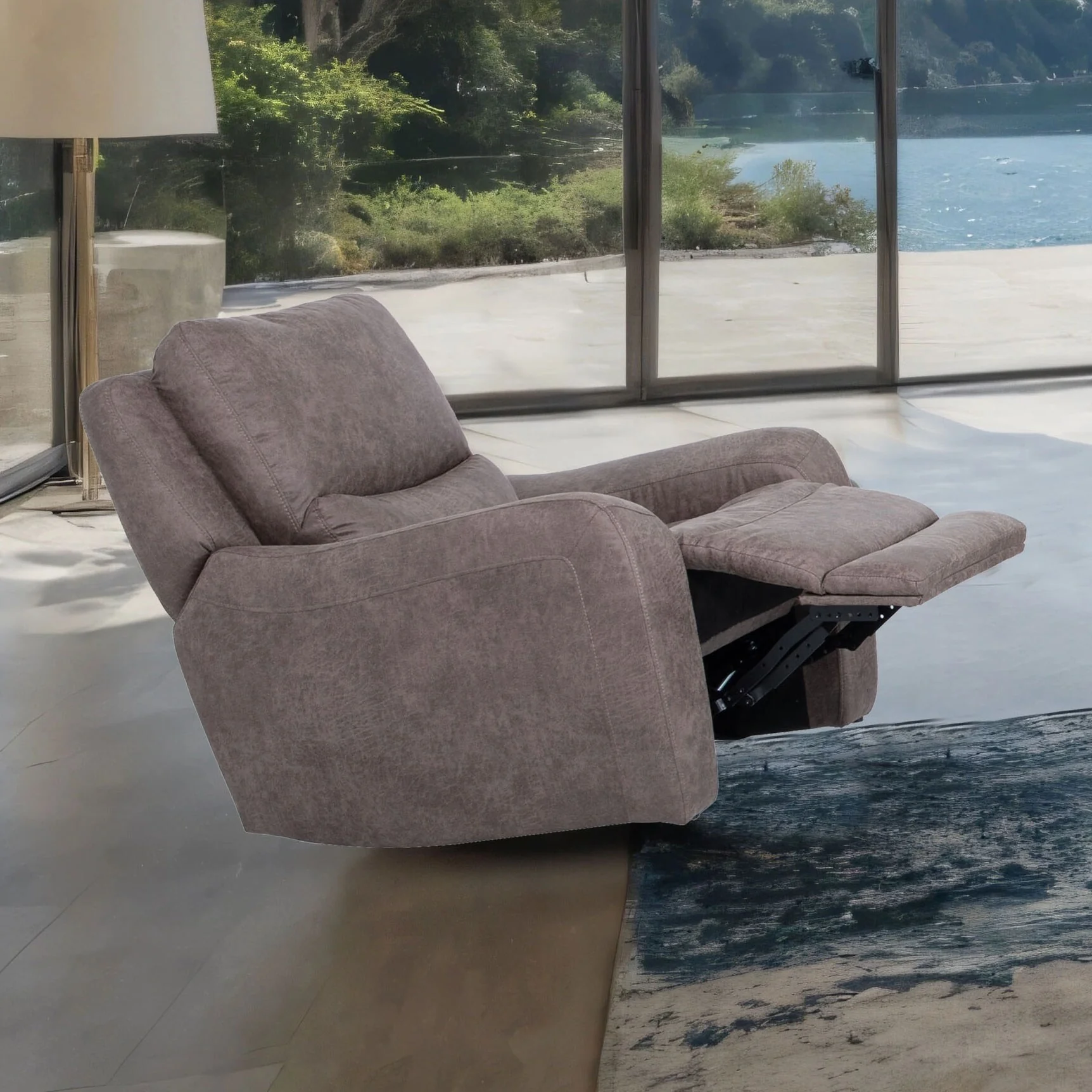 Furniture of America Evelio Modern Oversized Power Recliner with USB Ports