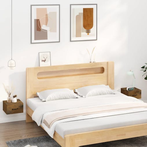 NNEVL Wall-mounted Bedside Cabinets 2 pcs Smoked Oak 35x35x20 cm