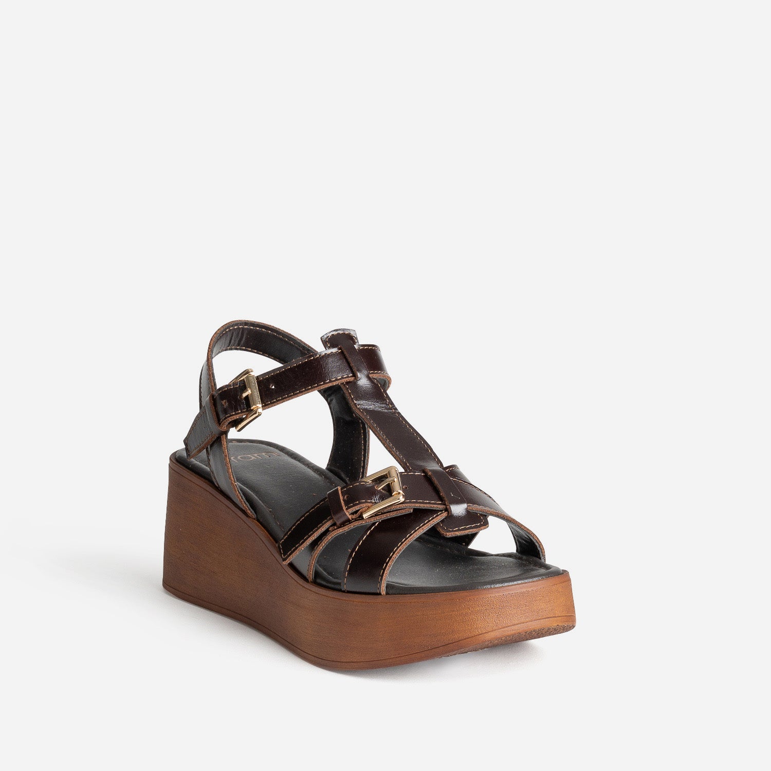 Sandale plateforme marron cuir