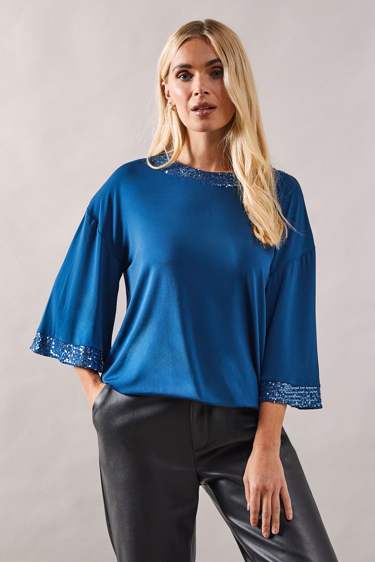 Wallis Petite Occasion Sequin Trim Ity Top