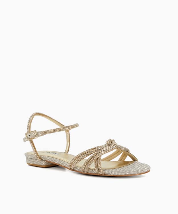 Noa Gold - Diamante-Knot Sandals
