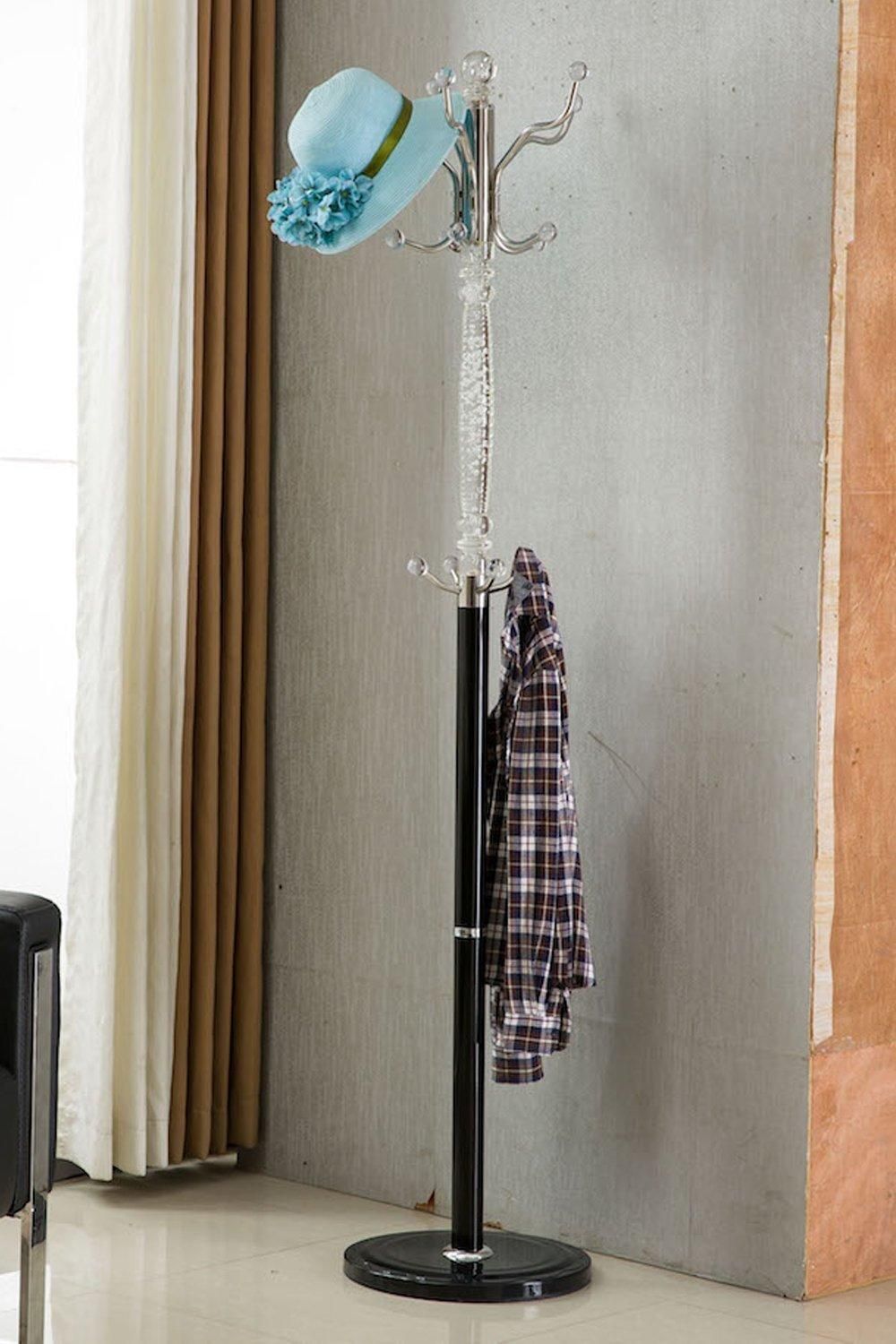 Modernique Sheer Metal and transparent Tube 185 cm High Coat Rack with Heavy Sturdy 38 cm Base.