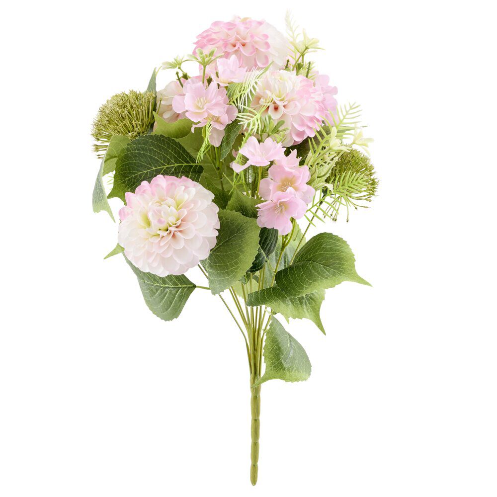 Bouquet artificiel dahlias et petites fleurs 51x28x16cm (2 modèles)