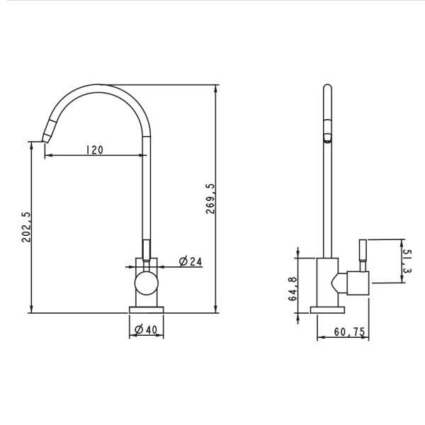 Bateria do wody filtrowanej WEZER EKO4F-13-BLACK