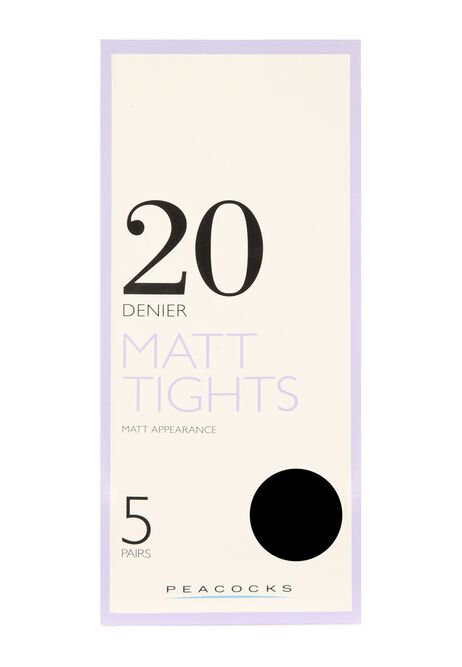 Womens Black Bare 20 Denier 5pk Tights Large
