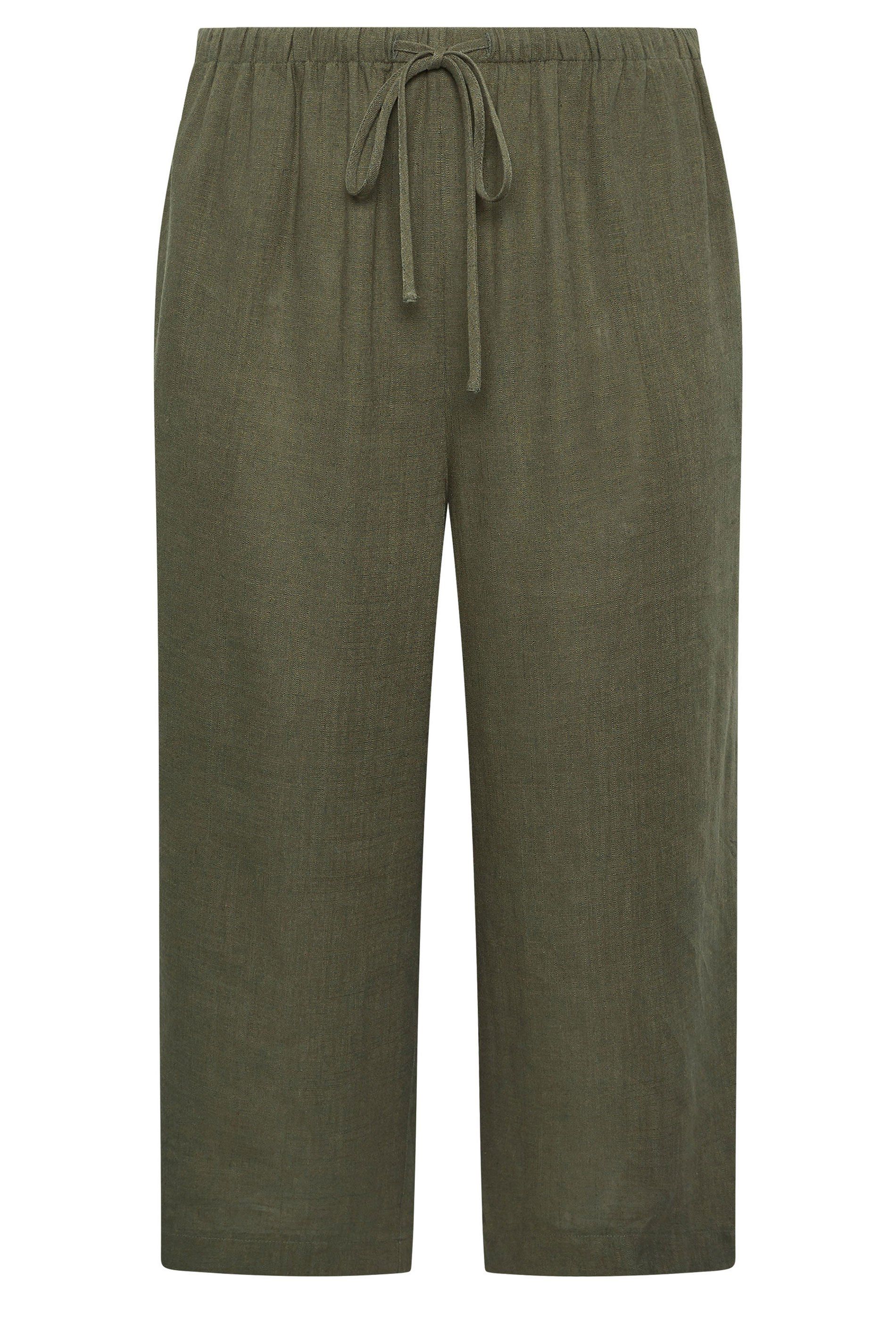 Yours Cropped Linen Trousers