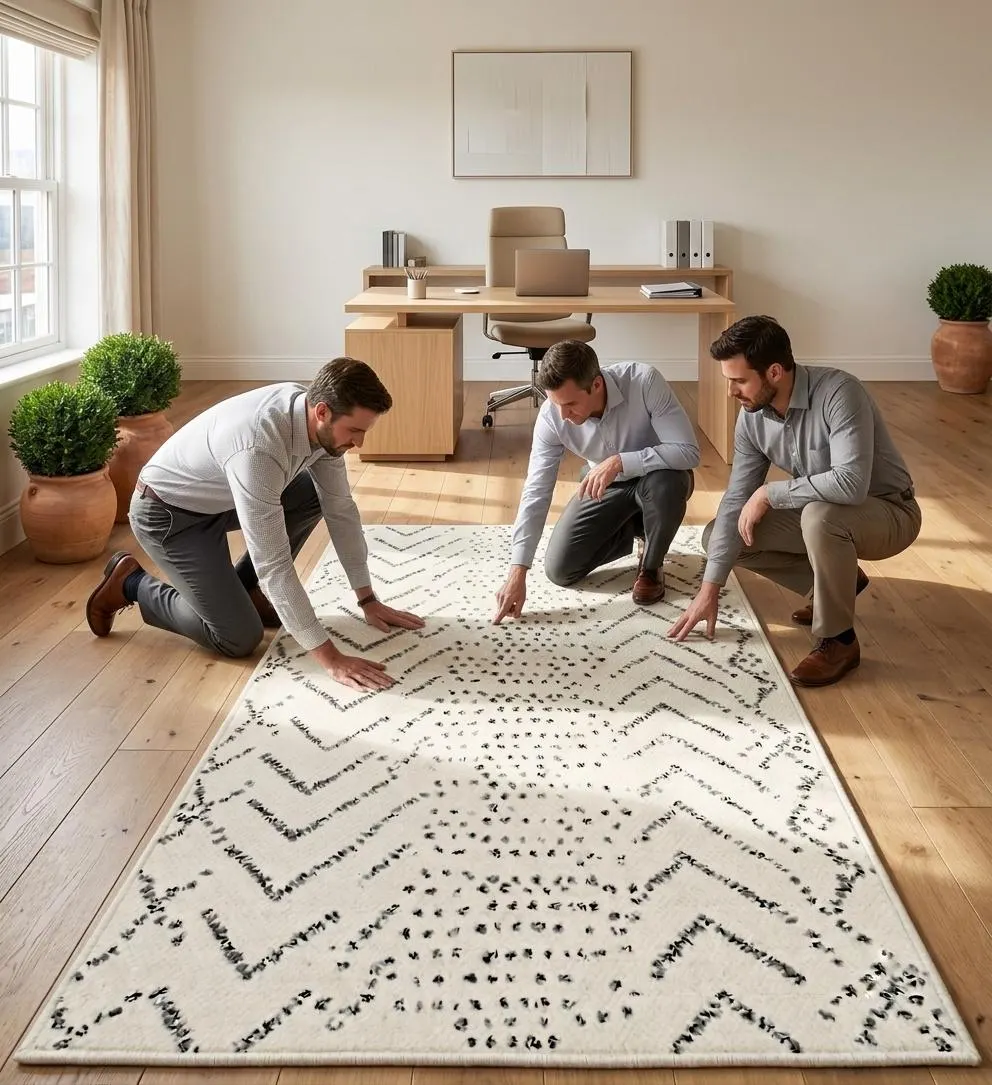 Hand Knotted Moroccan Rug, Cream Black Berber Rug, Modern Geometric Area Rug, Neutral Wool Rug, Handmade Living Room Carpet