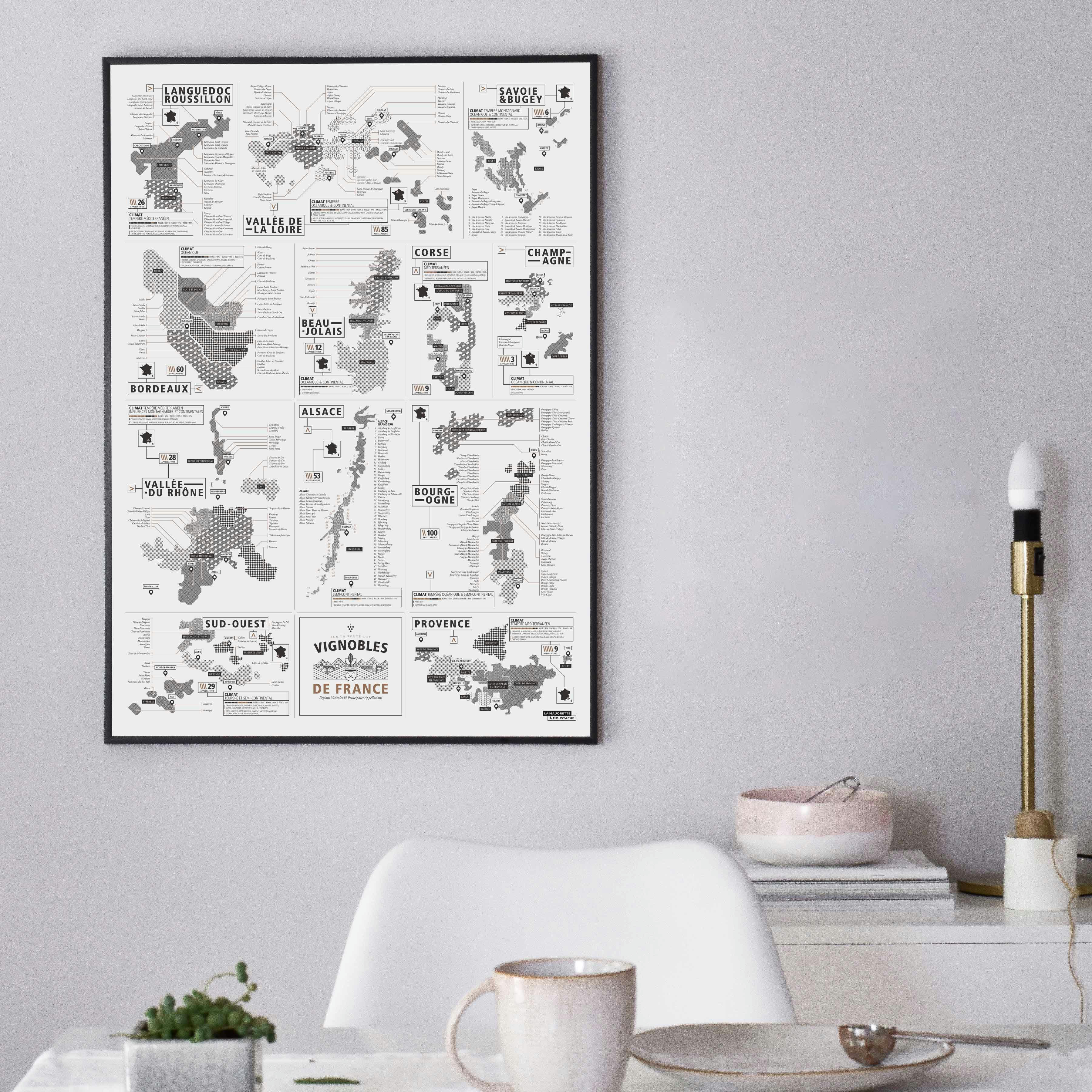 - Affiche d'art vignobles français 50 X 70 cm