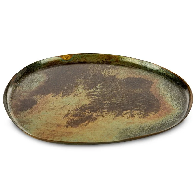 Patera ceramiczna 33x28x2 Ruth brązowa zielona
