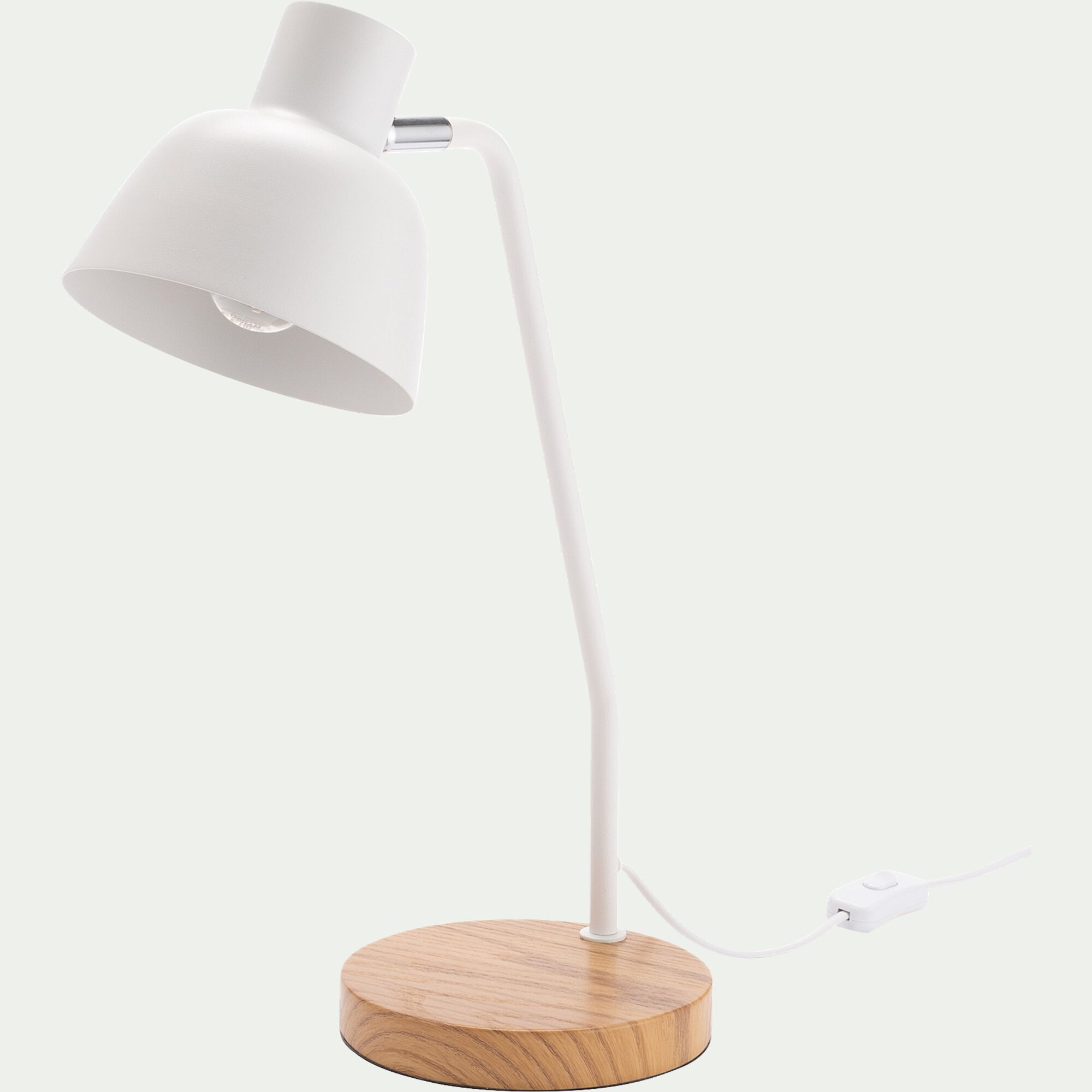 LILA - Lampe à poser électrifiée en bois et métal D41,5cm - blanc