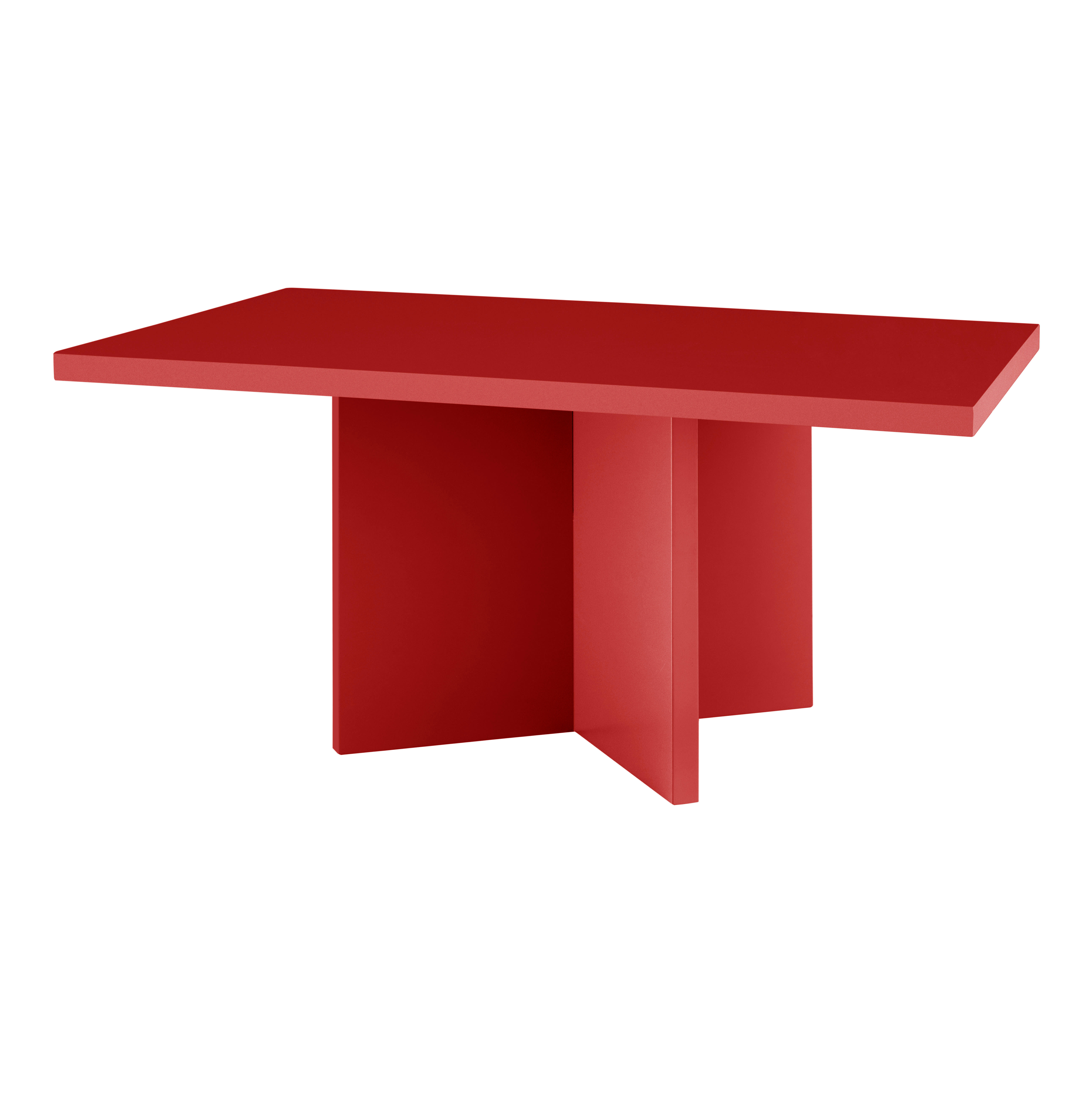 BLOCKIE-CHARLA - Table basse 100x50cm plateau résistant MDF 3cm, rouge Flamme 100x60cm