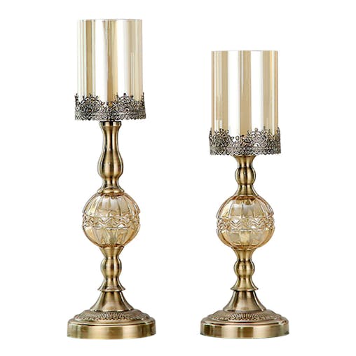 SOGA 2X 42cm 47cm Glass Candle Holder Candle Stand Glass/Metal