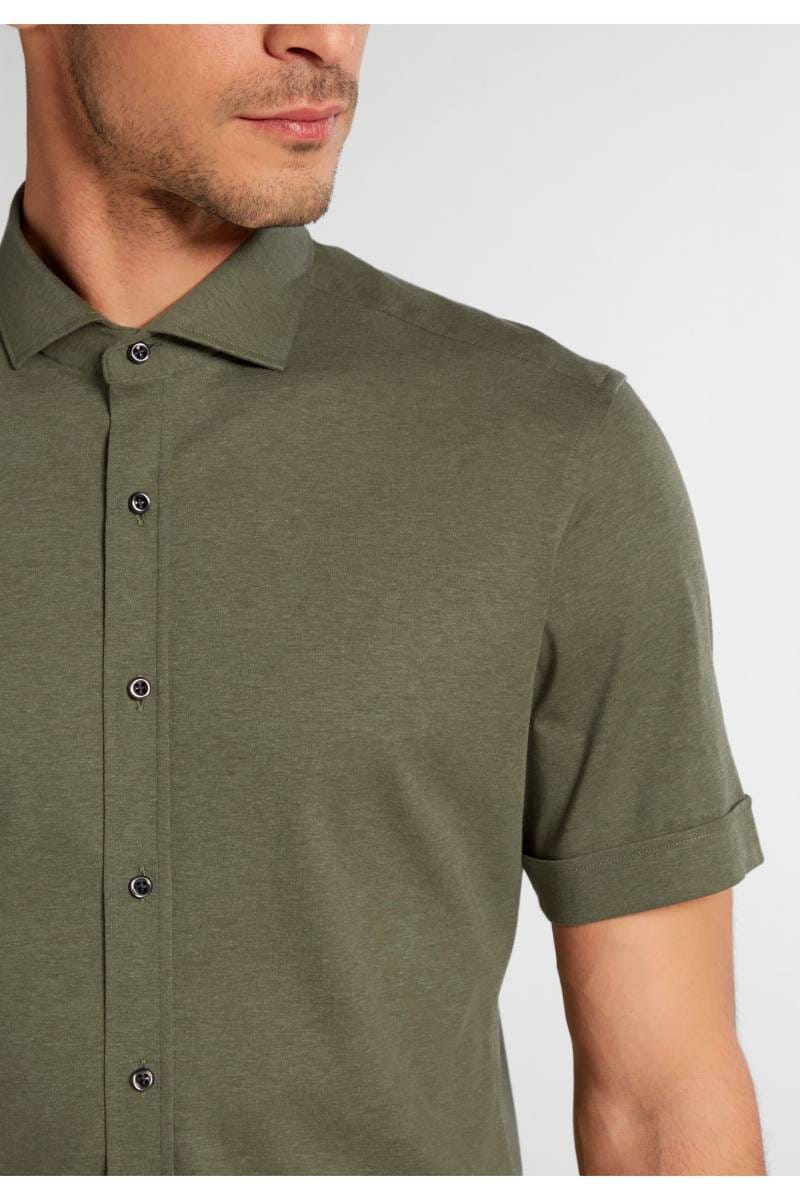 ETERNA 1863 Slim Fit Jerseyhemd moosgrün, Einfarbig