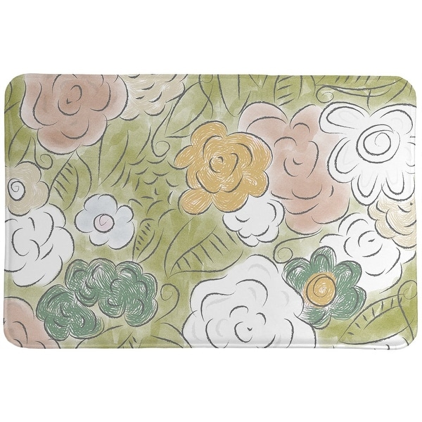 Green Garden Petals Memory Foam Rug