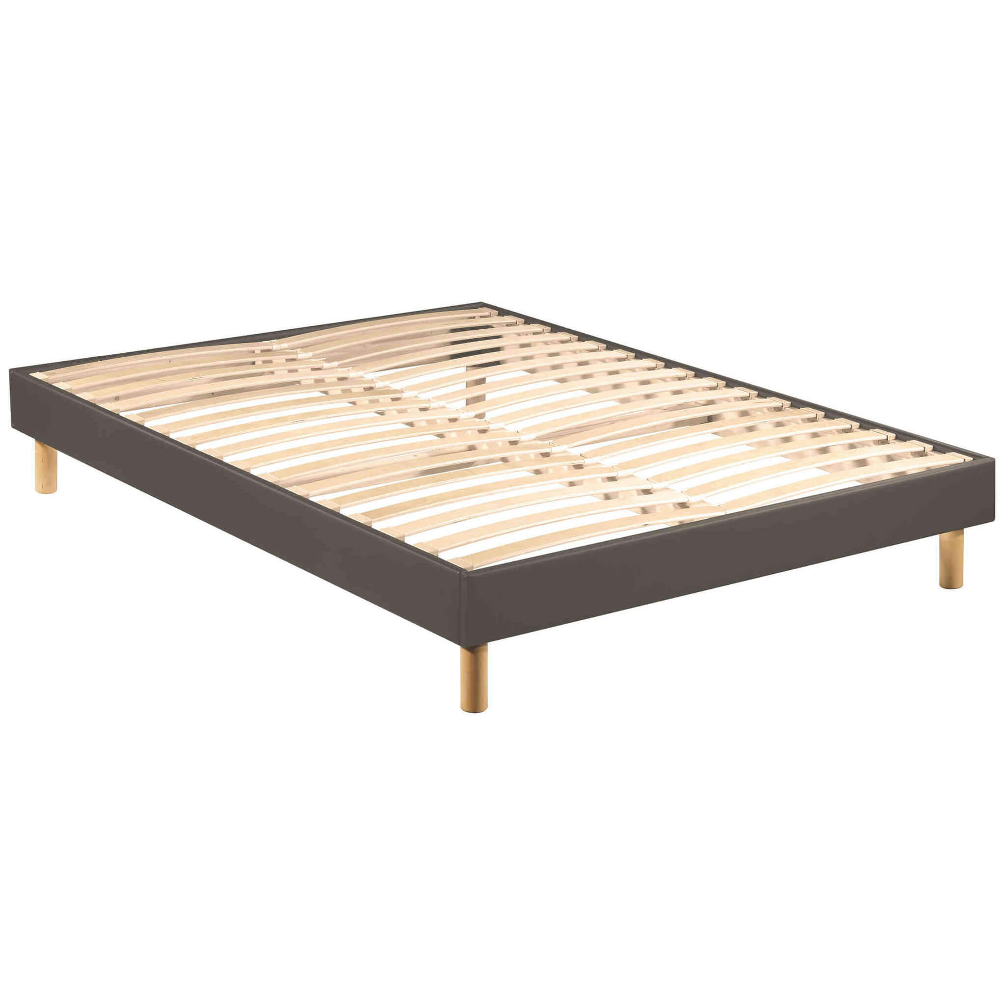 SELFKIT - Sommier déco en kit à lattes enduit taupe 90x190