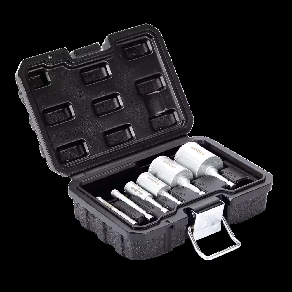MAXIMUM Diamond Coated Hole Saw Set for Granite, Porcelain, Ceramic, 6-pc