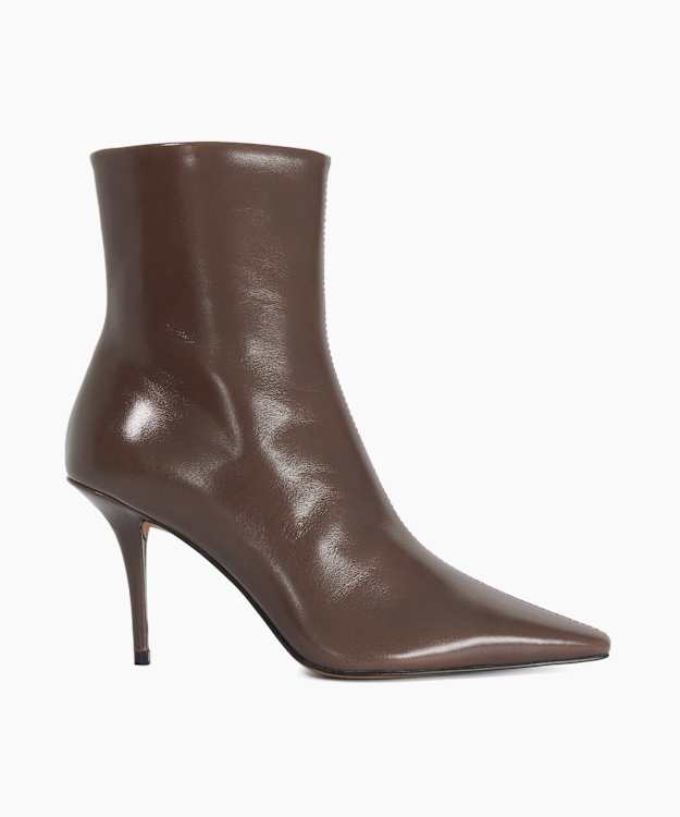 Omara Taupe - Leather Heeled Ankle Boots